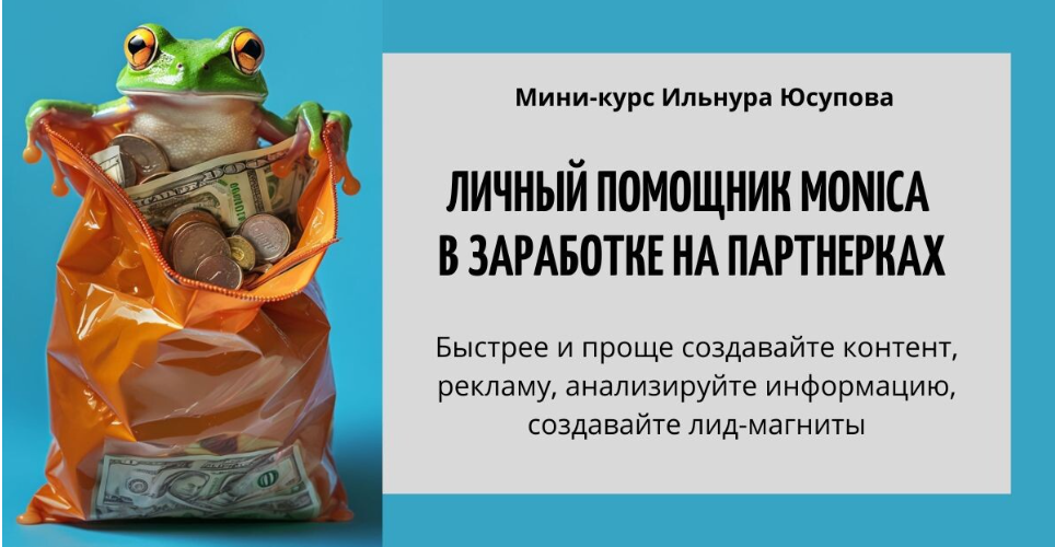 Ильнур Юсупов - Личный помощник Monica в заработке на партнерках