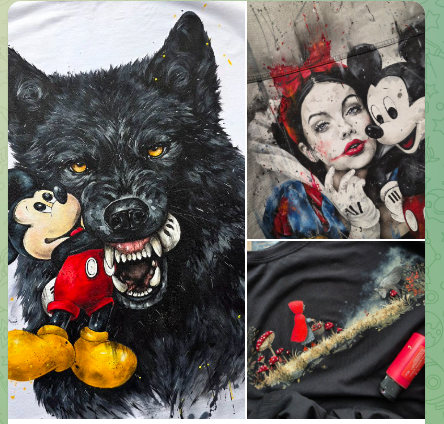 Роспись по ткани - Даша Лисенкова ― Красная шапочка, белоснежка, волк