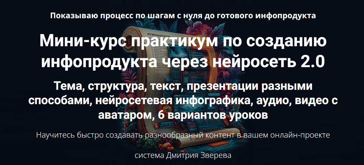 Мини / Дмитрий Зверев - курс практикум по созданию инфопродукта через нейросеть 2.0