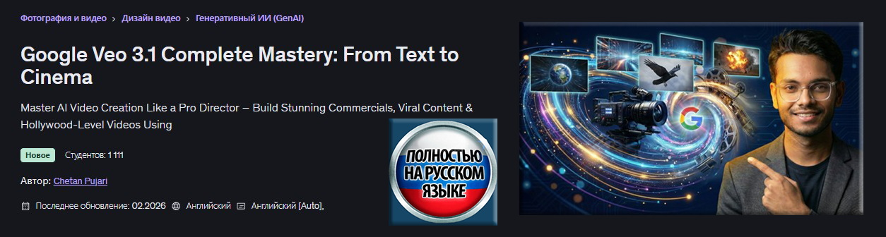 Chetan Pujari - Полный курс по Google Veo 3.1: от текстового промпта до создания фильма